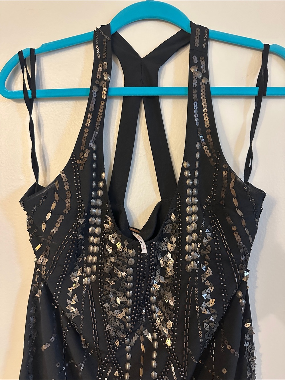 Free People Black Beaded Mini Dress - Picture 4 of 7